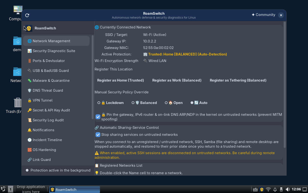 RoamSwitch on RoamSwitch OS: network management